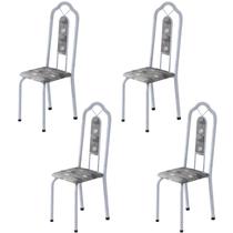 Kit 4 Cadeiras Tubular Bianca Branco/Martelado Perola/Paraopeba Kit 4 Cadeiras Tubular Bianca Branco/Martelado Perola/Paraopeba