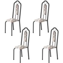 Kit 4 Cadeiras Tubular Bianca Prata/Martelado/Arabesco Kit 4 Cadeiras Tubular Bianca Prata/Martelado/Arabesco
