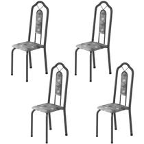 Kit 4 Cadeiras Tubular Bianca Prata/Martelado/Paraopeba Kit 4 Cadeiras Tubular Bianca Prata/Martelado/Paraopeba