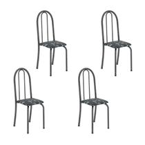 Kit 4 Cadeiras Tubular Iris B 96x36x41 cm Prata/Preto/Mart