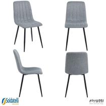 Kit 4 Cadeiras V1002 Estofada em Tecido Cinza Base Preta Ou Tecido Nude Base Escura - Rivatti