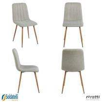 Kit 4 Cadeiras V1002 Estofada em Tecido Cinza Base Preta Ou Tecido Nude Base Escura - Rivatti
