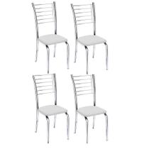 Kit 4 cadeiras Vanessa cromada para cozinha-assento material sintético branco-Gat Magazine Kit 4 cadeiras Vanessa cromada para cozinha-assento material sintético branco-Gat Magazine