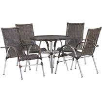 Kit 4 Cadeiras Vênus Alumínio e Mesa Tampo Tramado Para Jardim Trama Original