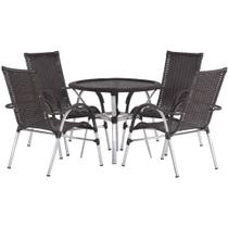 Kit 4 Cadeiras Vênus Alumínio e Mesa Tampo Tramado Para Jardim Trama Original