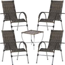 Kit 4 Cadeiras Vênus e Mesa de Centro Garden em Alumínio Área Externa Trama Original