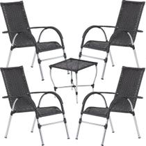 Kit 4 Cadeiras Vênus e Mesa de Centro Garden em Alumínio Área Externa Trama Original