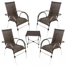 Kit 4 Cadeiras Vênus e Mesa de Centro Garden em Alumínio Área Externa Trama Original