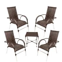Kit 4 Cadeiras Vênus e Mesa de Centro Garden em Alumínio Área Externa Trama Original
