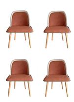Kit 4 Cadeiras Vianney Sala Mesa de Jantar Moderna Basede Ferro Tecido Bouclé Premium Terracota com material sintético Bege Topii Moda Casa