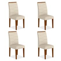 Kit 4 Cadeiras Vitória Wood Sala De Jantar Cin/bege - Móveis Arapongas