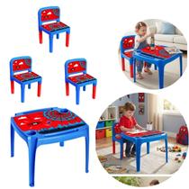Kit 4 Cadeirinhas Infantil e Mesa Homem Aranha Para Crianças