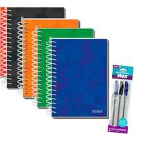 Kit 4 cadernetas de anotações + 3 canetas esferográficas