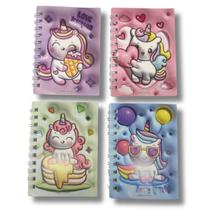 Kit 4 Caderninhos Bloco de Notas Unicórnio