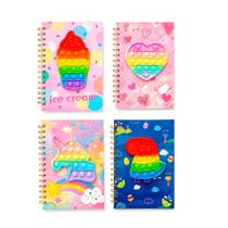 Kit 4 caderno 80 folhas espiral capa estampa pop it adulto infantil anti estresse terapêutico escola Kit 4 caderno 80 folhas espiral capa estampa pop it adulto infantil anti estresse terapêutico escola