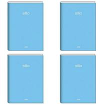 Kit 4 Caderno de brochura Pequeno 80 folhas tom pastel azul