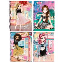 Kit 4 Caderno Escolar Universitário Espiral 96 Folhas Amigas
