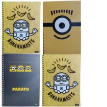 Kit 4 Caderno Escolar Universitário Espiral 96 Folhas Minion