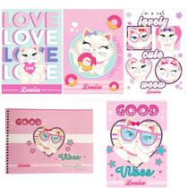 Kit 4 Caderno Gata Grande Brochurão Capa Dura Com 1 De Artes