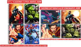 Kit 4 Caderno Marvel Now Espiral 80 Fls + Cartografia e Desenho Vingadores Kit 4 Caderno Marvel Now Espiral 80 Fls + Cartografia e Desenho Vingadores