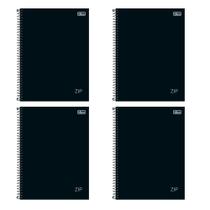 Kit 4 Caderno Universitário Tilibra Espiral 80Fls Zip Preto