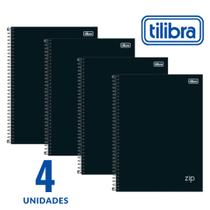 Kit 4 Cadernos 1 Matéria Universitário Zip Tilibra - Preto