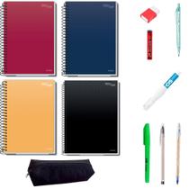Kit 4 Cadernos 80fls e Material Escolar Masculino Essencial