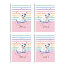 Kit 4 Cadernos Brochurão Capa Duplex 60 fl Gatinha Reforçada