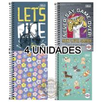 Kit 4 Cadernos Espiral 80 Folhas 1/4 Pepper Estampas Sortidas Capa Dura Materiais Escolares 135576-4 Kit 4 Cadernos Espiral 80 Folhas 1/4 Pepper Estampas Sortidas Capa Dura Materiais Escolares 135576-4