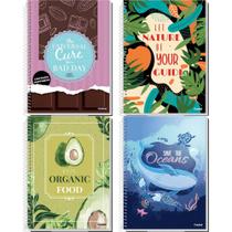 Kit 4 Cadernos Espiral Capa Dura 1 Matéria - 80 Folhas - My Collection Fem - Credeal