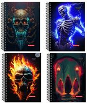 Kit 4 Cadernos Espiral Masculino Universitário 80/96 Folhas