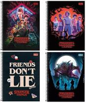 Kit 4 Cadernos Espiral Stranger Things 1 Matéria 80 Folhas Tilibra