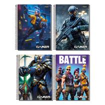 Kit 4 Cadernos Gamer Espiral 1Matéria 80 Folhas Capa Dura Menino Kit 4 Cadernos Gamer Espiral 1Matéria 80 Folhas Capa Dura Menino