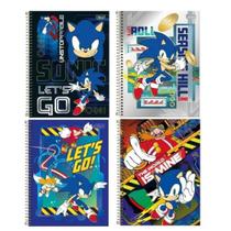 Kit 4 Cadernos Sonic 1 Matéria Universitário Com Capa Dura