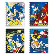 Kit 4 Cadernos Sonic Espiral 96 Fls Foroni - Capa Diferente