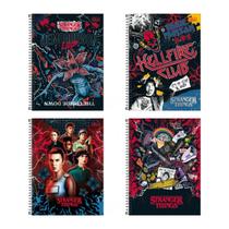 Kit 4 Cadernos Stranger Things Tilibra 80 Folhas 200x275mm Universitário Faculdade Escola Curso Aula