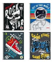 Kit 4 Cadernos Tilibra Pepper 1 Matéria Masculino Menino