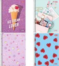 Kit 4 Cadernos Tilibra Vibe 1 Matéria Feminino Menina