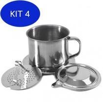 Kit 4 Cafeteira Vietnamita Inox Capacidade 1 A 3 Xícaras