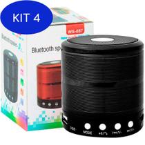 Kit 4 Caixa de Som Portátil Mini com Bluetooth Preta - Ws887