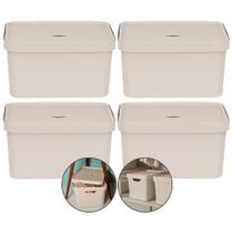 Kit 4 Caixa Grande 32l Ou Cube Organizadora Empilhável Bege Kit 4 Caixa Grande 32l Ou Cube Organizadora Empilhável Bege