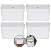 Kit 4 Caixa Grande 32l Ou Cube Organizadora Empilhável Branco Kit 4 Caixa Grande 32l Ou Cube Organizadora Empilhável Branco