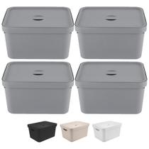 Kit 4 Caixa Média 18l Ou Cube Organizadora Empilhável Resistente Kit 4 Caixa Média 18l Ou Cube Organizadora Empilhável Resistente