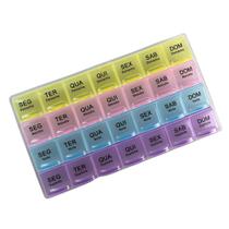 Kit 4 Caixa Medicamento Porta Comprimidos Semanal Diário 28 Compartimentos