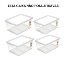 Kit 4 Caixa Organizadora 30L Cristal Ordene
