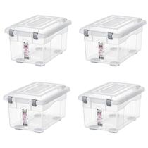 Kit 4 Caixa Organizadora 4,3L Plástico Sanremo com 4 grampo de fechamento