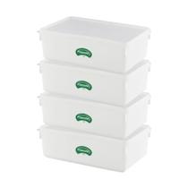 Kit 4 Caixa Organizadora Bandeja Plástica Frigorifica C/ Tampa Multiuso Freezer 3,5L
