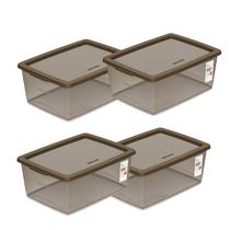 Kit 4 Caixa Organizadora com Trava 15 Litros Cinza Ordene