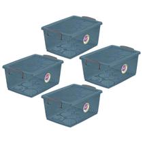 Kit 4 Caixa Organizadora com Trava 15 Litros Cinza Ordene