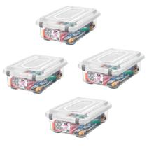 Kit 4 Caixa Organizadora Com Trava 8,6L Transparente Sanremo Kit 4 Caixa Organizadora Com Trava 8,6L Transparente Sanremo